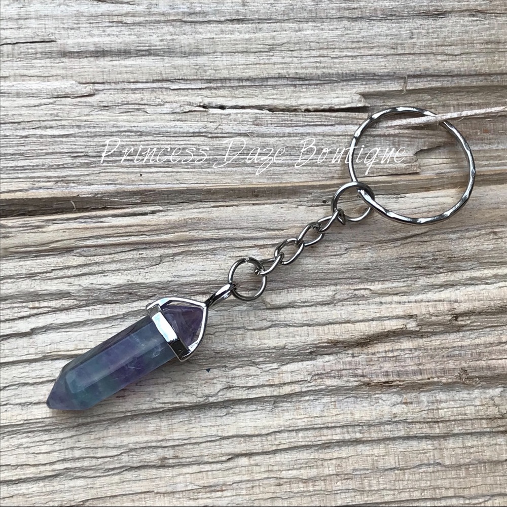 Fluorite Natural Stone Pendant Keychain